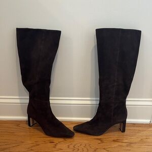 Sam Edelman Sylvia Wide Calf Chocolate Brown Suede Heeled Boots